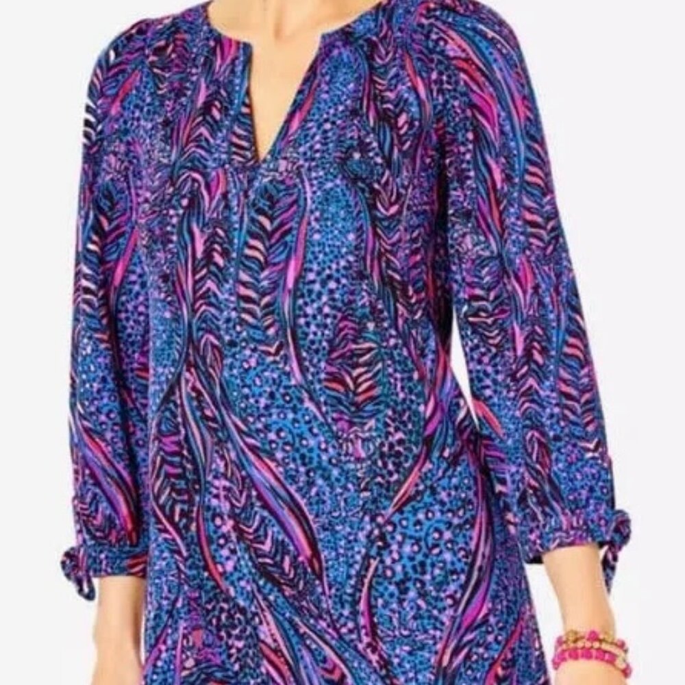Lilly Pulitzer Blue and Pink Paisley-Print Tunic Dress